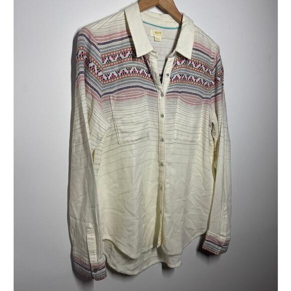 Maeve Top Women Size 16 Cream Embroidery Plus Size Wool Western Boho Collared - Picture 3 of 6